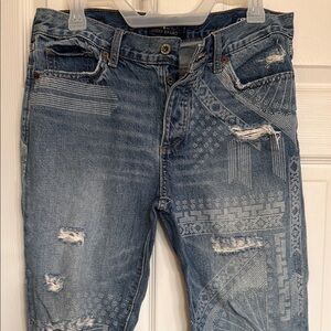 Lucky Brand Blue Relaxed Distressed Jeans buttonfly thrash grunge punk